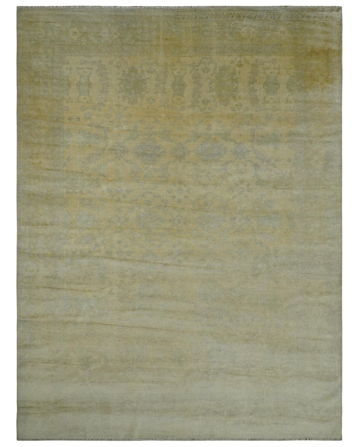 9x12 Antique Oriental Oushak Beige Hand knotted Wool Area Rug