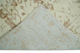 9x12 Fine Hand Knotted Beige and Brown Traditional Vintage Style Wool and Silk Rug