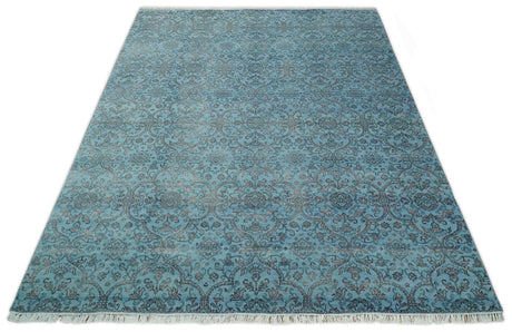 9x12 Fine Hand Knotted Blue and Brown Traditional Persian Wool and Silk Area Rug