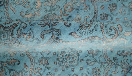 9x12 Fine Hand Knotted Blue and Brown Traditional Persian Wool and Silk Area Rug