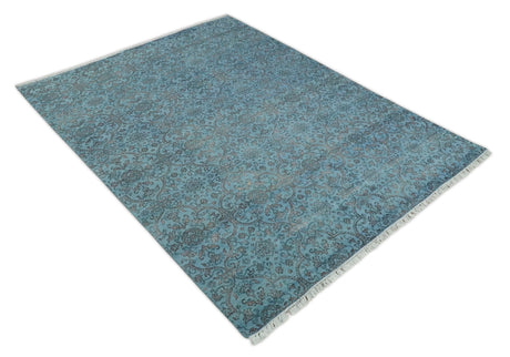 9x12 Fine Hand Knotted Blue and Brown Traditional Persian Wool and Silk Area Rug