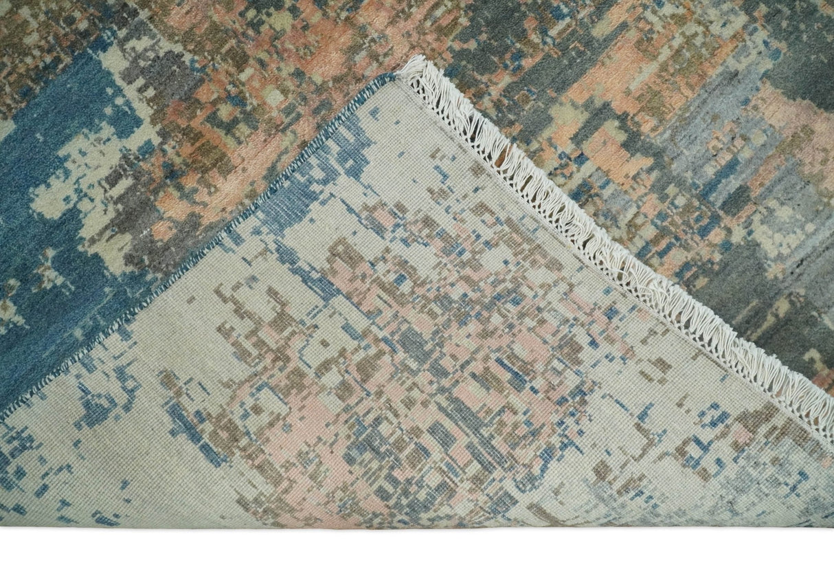 9x12 Fine Hand Knotted Brown Multicolor Modern Abstract Wool Area Rug