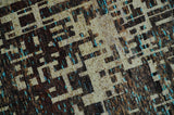 9x12 Hand Knotted Beige and Brown Modern Abstract Contemporary Recycled Silk Area Rug