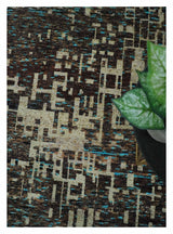 9x12 Hand Knotted Beige and Brown Modern Abstract Contemporary Recycled Silk Area Rug