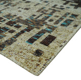 9x12 Hand Knotted Beige and Brown Modern Abstract Contemporary Recycled Silk Area Rug