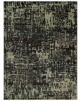9x12 Hand Knotted Beige and Brown Modern Abstract Contemporary Recycled Silk Area Rug
