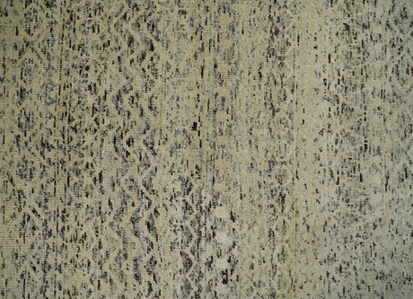 9x12 Hand Knotted Beige and Brown Modern Contemporary Southwestern Trellis Recycled Silk Area Rug