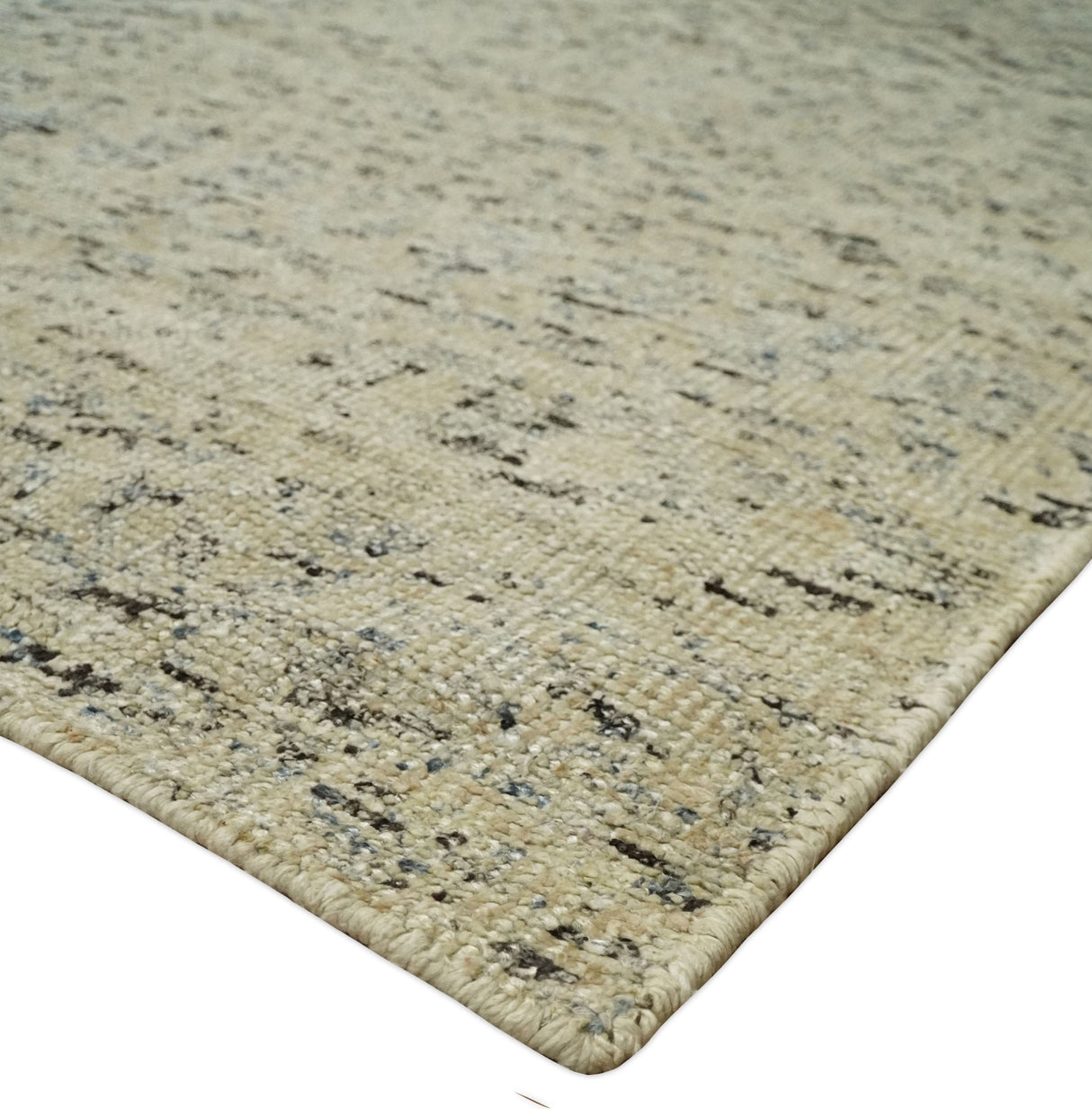 9x12 Hand Knotted Beige and Brown Modern Contemporary Southwestern Trellis Recycled Silk Area Rug