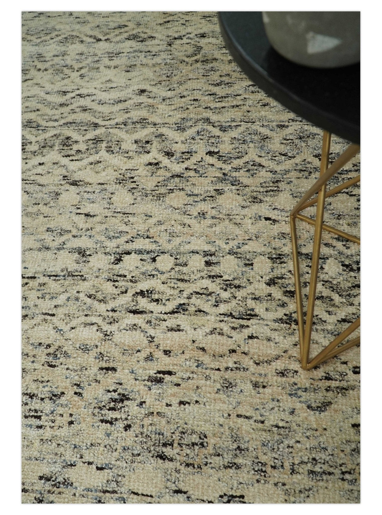 9x12 Hand Knotted Beige and Brown Modern Contemporary Southwestern Tribal Trellis Recycled Silk Area Rug
