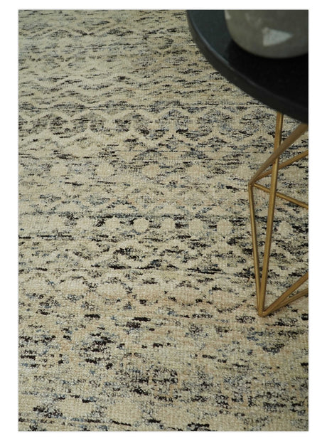 9x12 Hand Knotted Beige and Brown Modern Contemporary Southwestern Tribal Trellis Recycled Silk Area Rug