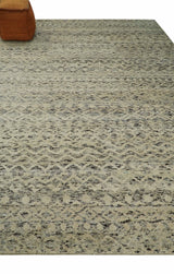 9x12 Hand Knotted Beige and Brown Modern Contemporary Southwestern Tribal Trellis Recycled Silk Area Rug