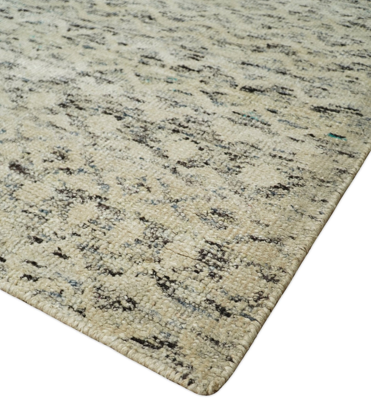 9x12 Hand Knotted Beige and Brown Modern Contemporary Southwestern Tribal Trellis Recycled Silk Area Rug
