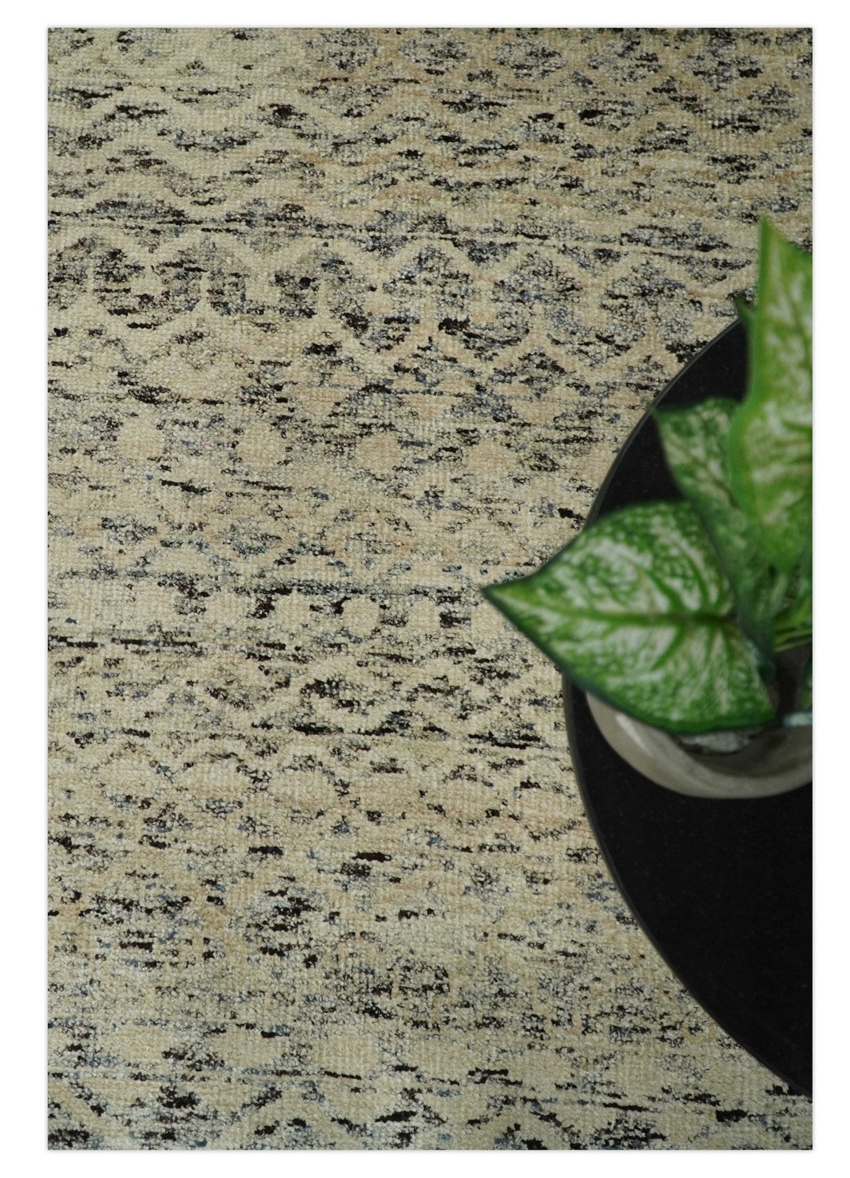 9x12 Hand Knotted Beige and Brown Modern Contemporary Southwestern Tribal Trellis Recycled Silk Area Rug