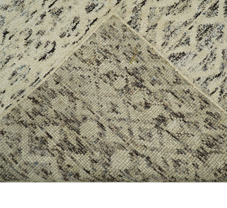 9x12 Hand Knotted Beige and Brown Modern Contemporary Southwestern Tribal Trellis Recycled Silk Area Rug