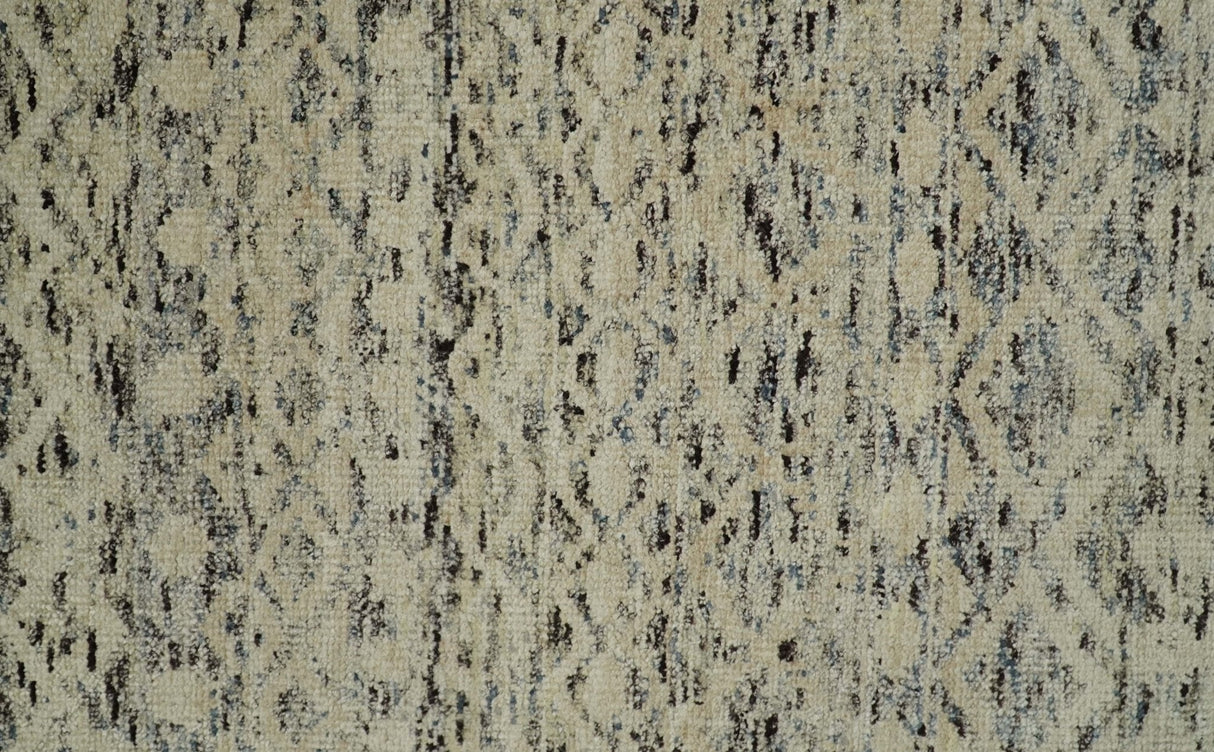 9x12 Hand Knotted Beige and Brown Modern Contemporary Southwestern Tribal Trellis Recycled Silk Area Rug