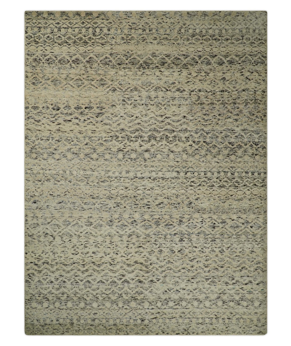 9x12 Hand Knotted Beige and Brown Modern Contemporary Southwestern Tribal Trellis Recycled Silk Area Rug