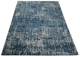 9x12 Hand Knotted Blue and Silver Modern Abstract Contemporary Recycled Silk Area Rug