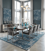 9x12 Hand Knotted Blue and Silver Modern Abstract Contemporary Recycled Silk Area Rug