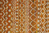 9x12 Hand Knotted Gold and White Modern Contemporary Southwestern Tribal Trellis Recycled Silk Area Rug