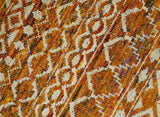 9x12 Hand Knotted Gold and White Modern Contemporary Southwestern Tribal Trellis Recycled Silk Area Rug