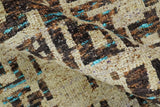 9x12 Hand Knotted Ivory and Brown Modern Abstract Contemporary Recycled Silk Area Rug