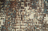 9x12 Hand Knotted Ivory and Brown Modern Abstract Contemporary Recycled Silk Area Rug