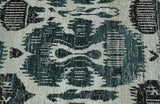 9x12 Hand Knotted Ivory, Teal and Brown Contemporary Style Recycled Silk Area Rug