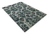 9x12 Hand Knotted Ivory, Teal and Brown Contemporary Style Recycled Silk Area Rug