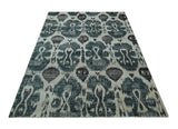 9x12 Hand Knotted Ivory, Teal and Brown Contemporary Style Recycled Silk Area Rug