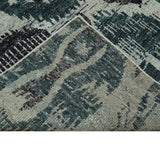 9x12 Hand Knotted Ivory, Teal and Brown Contemporary Style Recycled Silk Area Rug