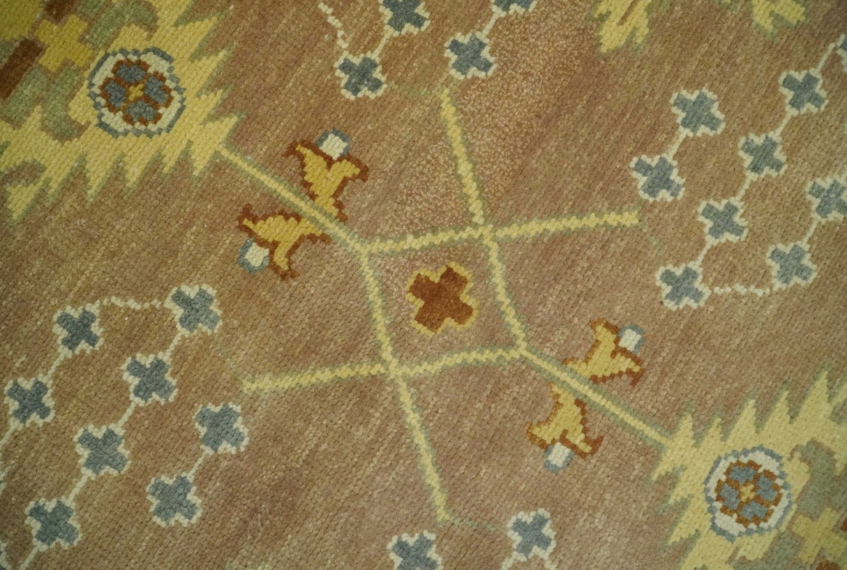 9x12 Hand Knotted Light Rust and Blue Traditional Wool Area Rug, Kids, Living Room and Bedroom Rug | AC38912