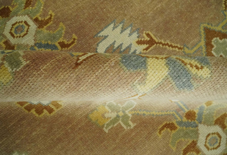 9x12 Hand Knotted Light Rust and Blue Traditional Wool Area Rug, Kids, Living Room and Bedroom Rug | AC38912