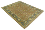 9x12 Hand Knotted Light Rust and Blue Traditional Wool Area Rug, Kids, Living Room and Bedroom Rug | AC38912