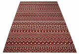 9x12 Hand Knotted Maroon and White Modern Contemporary Southwestern Tribal Trellis Recycled Silk Area Rug