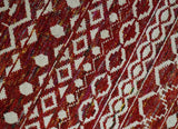9x12 Hand Knotted Maroon and White Modern Contemporary Southwestern Tribal Trellis Recycled Silk Area Rug
