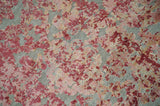 9x12 Hand Knotted Red and Pink Modern Carved Pattern Antique Wool and Silk Area Rug