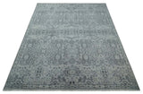 9x12 Hand Knotted Silver, Ivory and Charcoal Traditional Antique Style Wool Rug