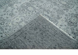 9x12 Hand Knotted Silver, Ivory and Charcoal Traditional Antique Style Wool Rug