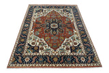 9x12 Premium Fine Hand Knotted Blue, Brown and Ivory Traditional wool Area Rug
