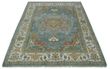 9x12 Silver, Gray and Ivory Hand Knotted Traditional Wool Area Rug
