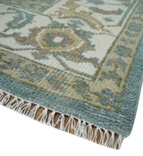9x12 Silver, Gray and Ivory Hand Knotted Traditional Wool Area Rug