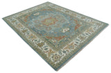 9x12 Silver, Gray and Ivory Hand Knotted Traditional Wool Area Rug