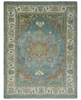 9x12 Silver, Gray and Ivory Hand Knotted Traditional Wool Area Rug