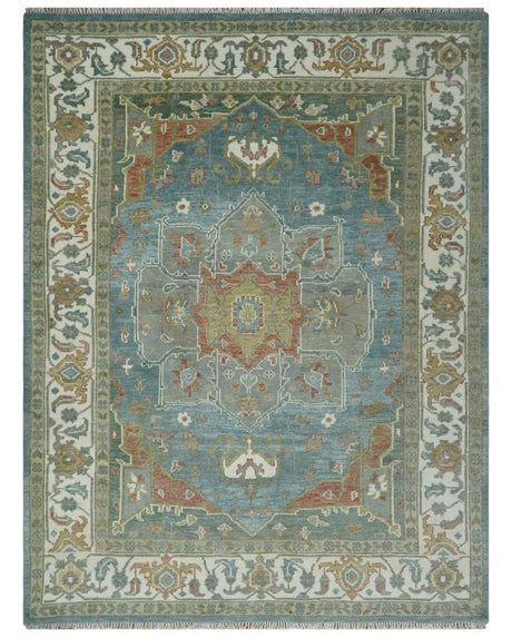 9x12 Silver, Gray and Ivory Hand Knotted Traditional Wool Area Rug