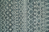 9x13 Hand Knotted Ivory and Teal Blue Modern Contemporary Southwestern Tribal Trellis Recycled Silk Area Rug