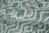 9x13 Hand Knotted Ivory and Teal Blue Modern Contemporary Southwestern Tribal Trellis Recycled Silk Area Rug