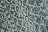 9x13 Hand Knotted Ivory and Teal Blue Modern Contemporary Southwestern Tribal Trellis Recycled Silk Area Rug