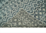 9x13 Hand Knotted Ivory and Teal Blue Modern Contemporary Southwestern Tribal Trellis Recycled Silk Area Rug