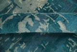 9x9 Square Teal and Beige Modern Abstract Handmade Wool and Art Silk Area Rug