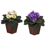 African Violet w/Vase Silk Plant (Set of 2)-Parc Decor